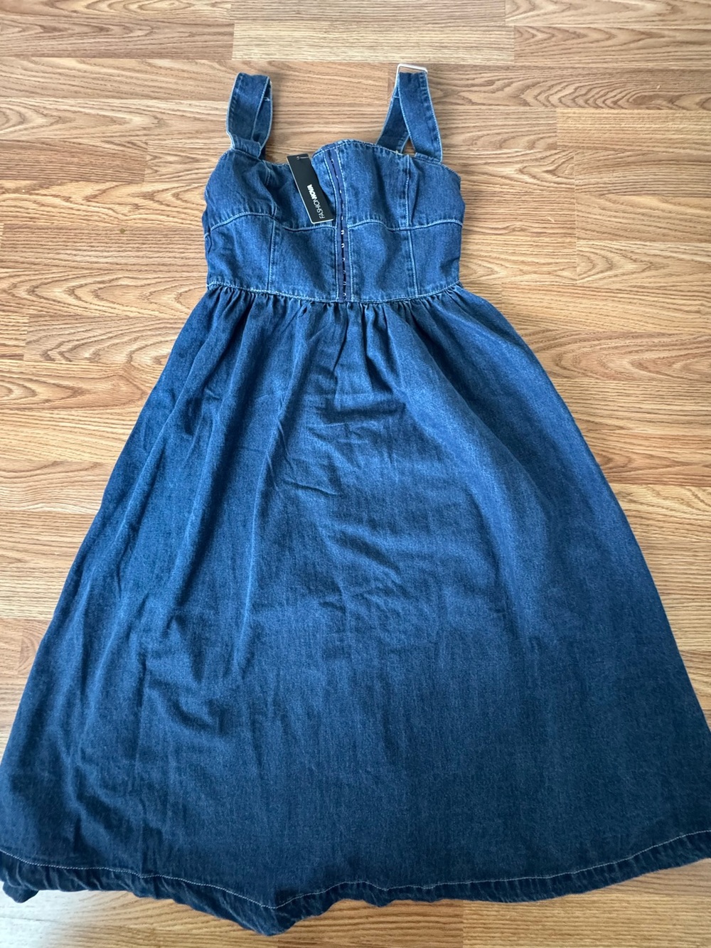 Fashion Nova Sunday Stroll Midi Dress - Dark Wash